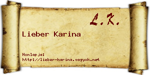 Lieber Karina névjegykártya